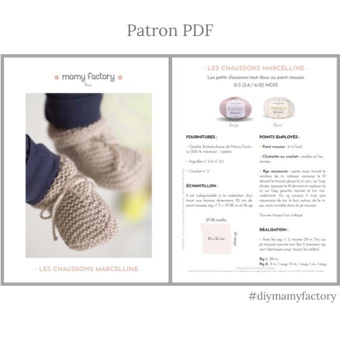 Modele tricot PDF - Chaussons Marcelline