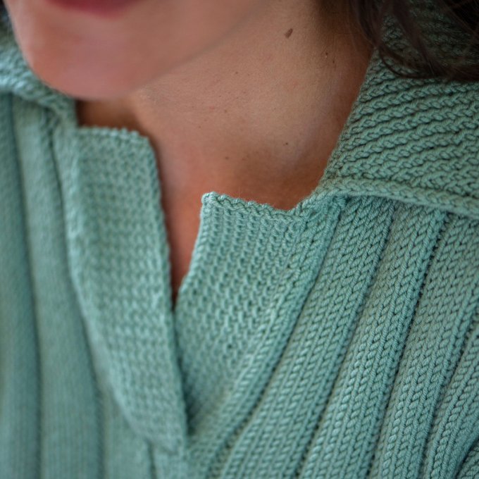 Modèle tricot PDF - Pull Polo Noémie