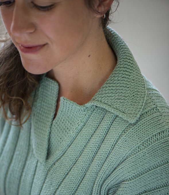 Modèle tricot PDF - Pull Polo Noémie